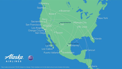 Alaska Airlines seasonal routes this winter and one year-round route.