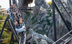 The Jurassic World VelociCoaster at Universal Orlando's Islands of Adventure park.