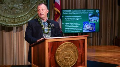 Hawaii Gov. Josh Green at Regenerative Tourism Bill signing.