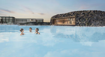 Blue Lagoon is making changes to elevate its geothermal spa experience, including a new sauna (rendering on the right).