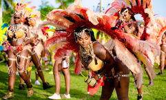 Dancers taking part in the Parade of Troupes in the Anguilla.