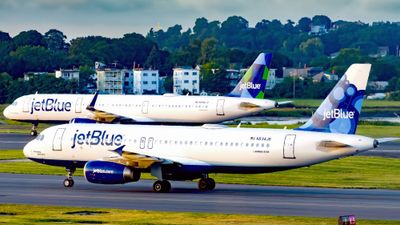 JetBlue planes at Boston Logan Airport.