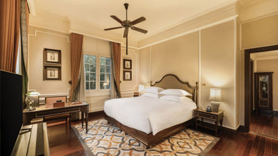 The Sofitel Legend Metropole Hanoi's Charlie Chaplin Suite has a small balcony facing Con Coc Park.