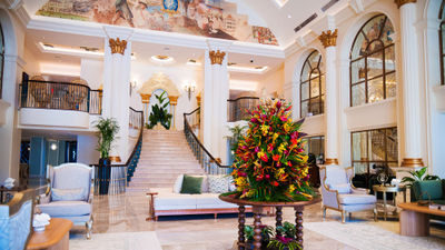 The lobby of the British Colonial is brighter than in years past following a refresh.