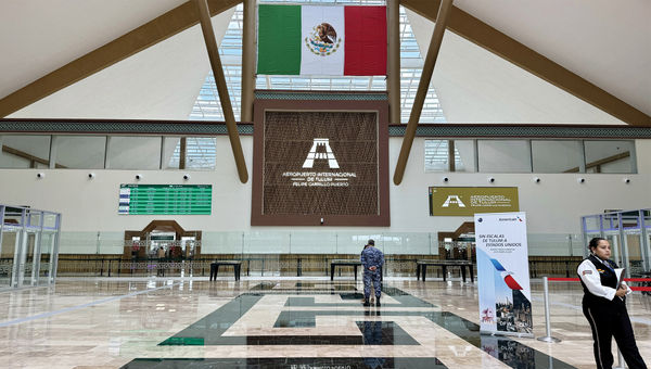 The departures hall at Tulum's airport.