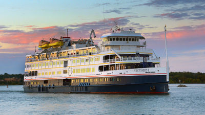 The Victory I when it sailed for Victory Cruise Lines last decade.