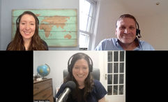 Talking big (big) cruise ships, clockwise from top left: Andrea Zelinski of Travel Weekly, Geoff Cox of KHM Travel and host Rebecca Tobin.