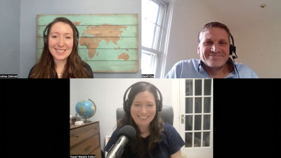 Talking big (big) cruise ships, clockwise from top left: Andrea Zelinski of Travel Weekly, Geoff Cox of KHM Travel and host Rebecca Tobin.