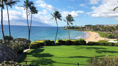 It’s possible to island-hop between the Hawaiian Islands in one trip. The view from the Four Seasons Resort Maui.